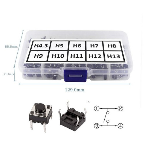 200 Adet 6x6mm Tact Buton Set
