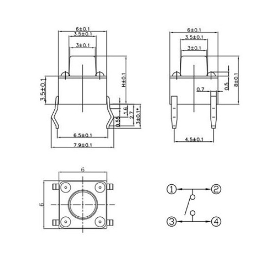 200 Adet 6x6mm Tact Buton Set