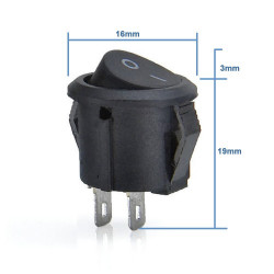 16mm Yuvarlak 2 Pin Anahtar Siyah