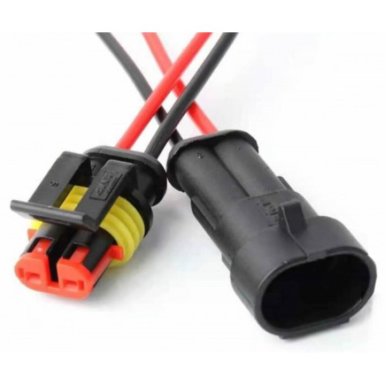 2 Pin Kablolu Su Geçirmez Konnektör Çift