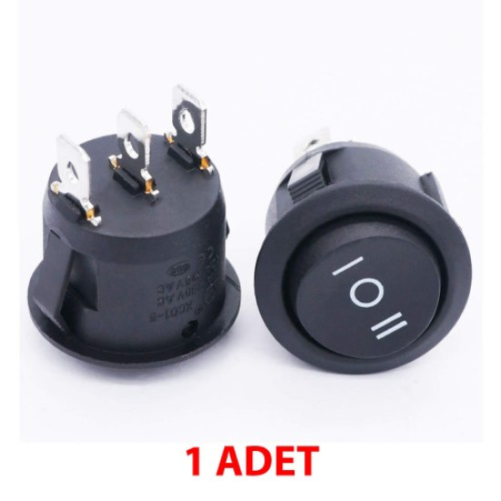 23mm Yuvarlak 3 Pin Anahtar Siyah