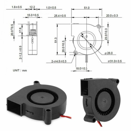 5015 12V DC Salyangoz Fan
