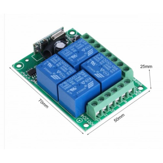 433MHz 4 Kanal Röle 12V KR1204